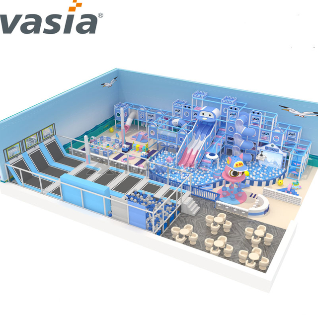  Vasia Best Kids Play Area Children Indoor Playground Equipment with Trampoline And Big Slide Indoor 